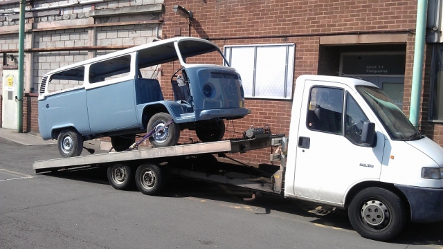 The van arrived back from the paint shop